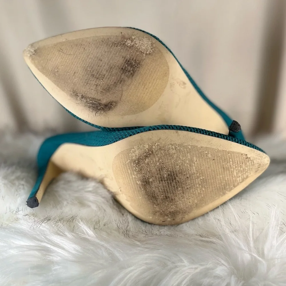 Teal Knit Stiletto Boots